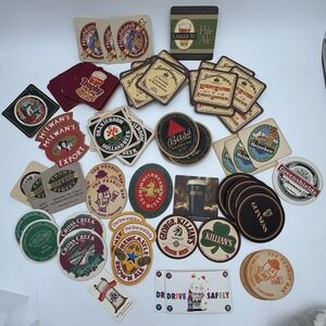 Vintage Beer Coaster Lot ~60+ Brewery Bar Coasters Guinness Heineken NC Craft
